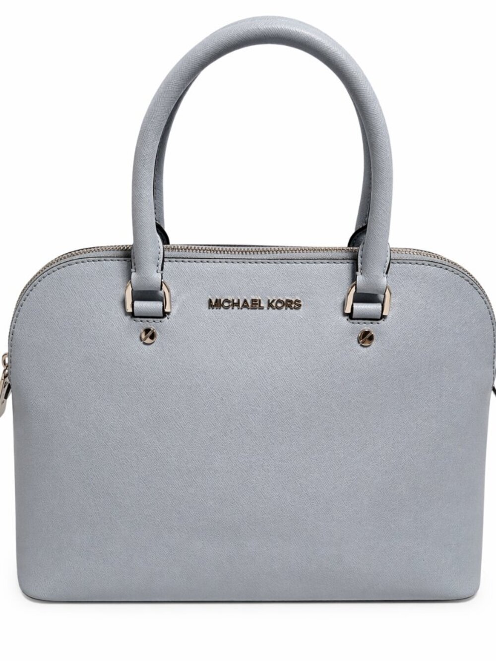Michael Kors Jet Set Travel Saffiano Leather Tote Handbag Light Blue Structured